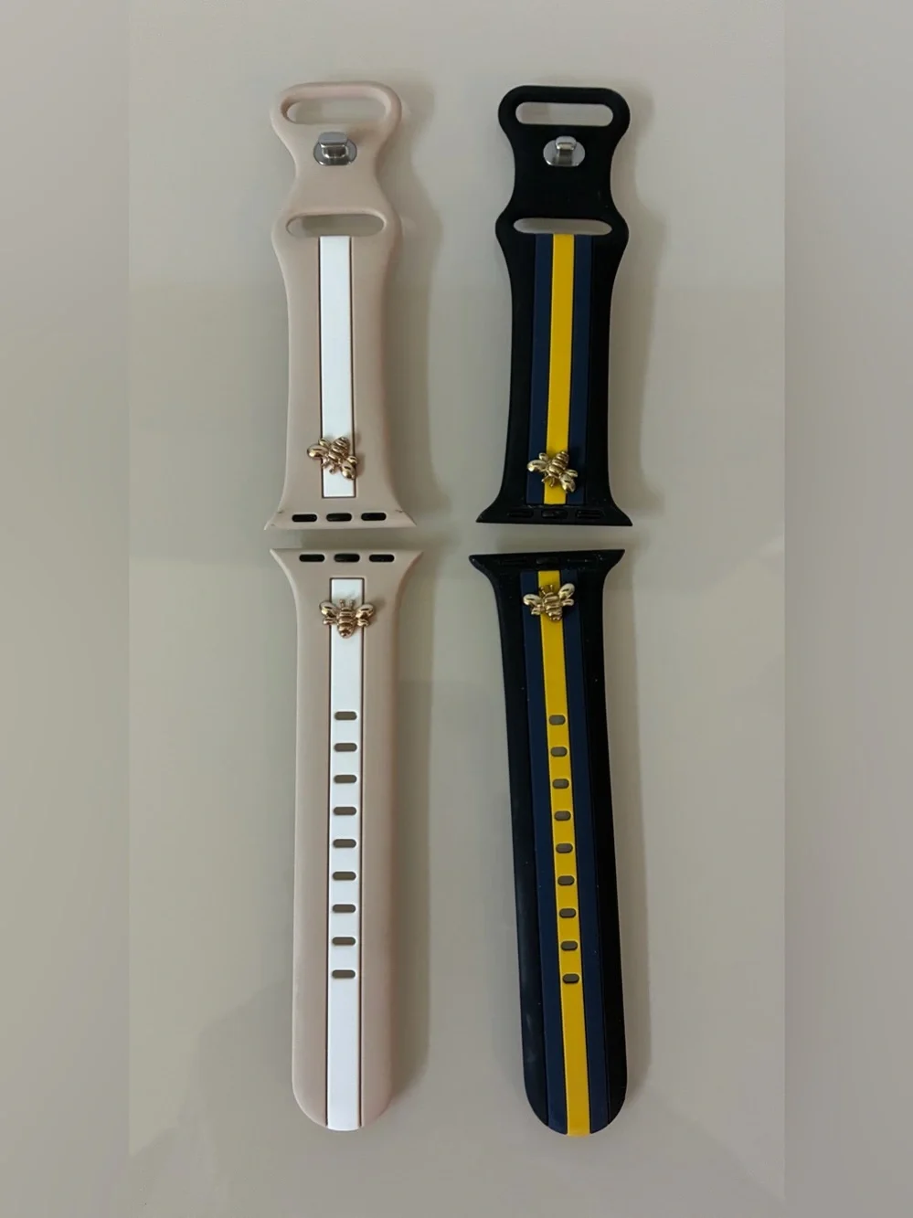HONEy BEE Silicone Replacement Watch Bands with Stripe Accent - 2 sets